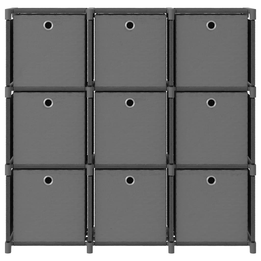 Würfelregal mit 9 Stoffboxen Grau 103 x 30 x 107,5 cm Stoff