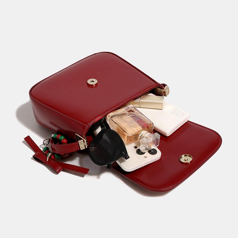 Original Red Wedding Bag, Small Square Bag for Women, Super Popular Versatile Saddle Bag, High-end Shoulder and Crossbody Bag
