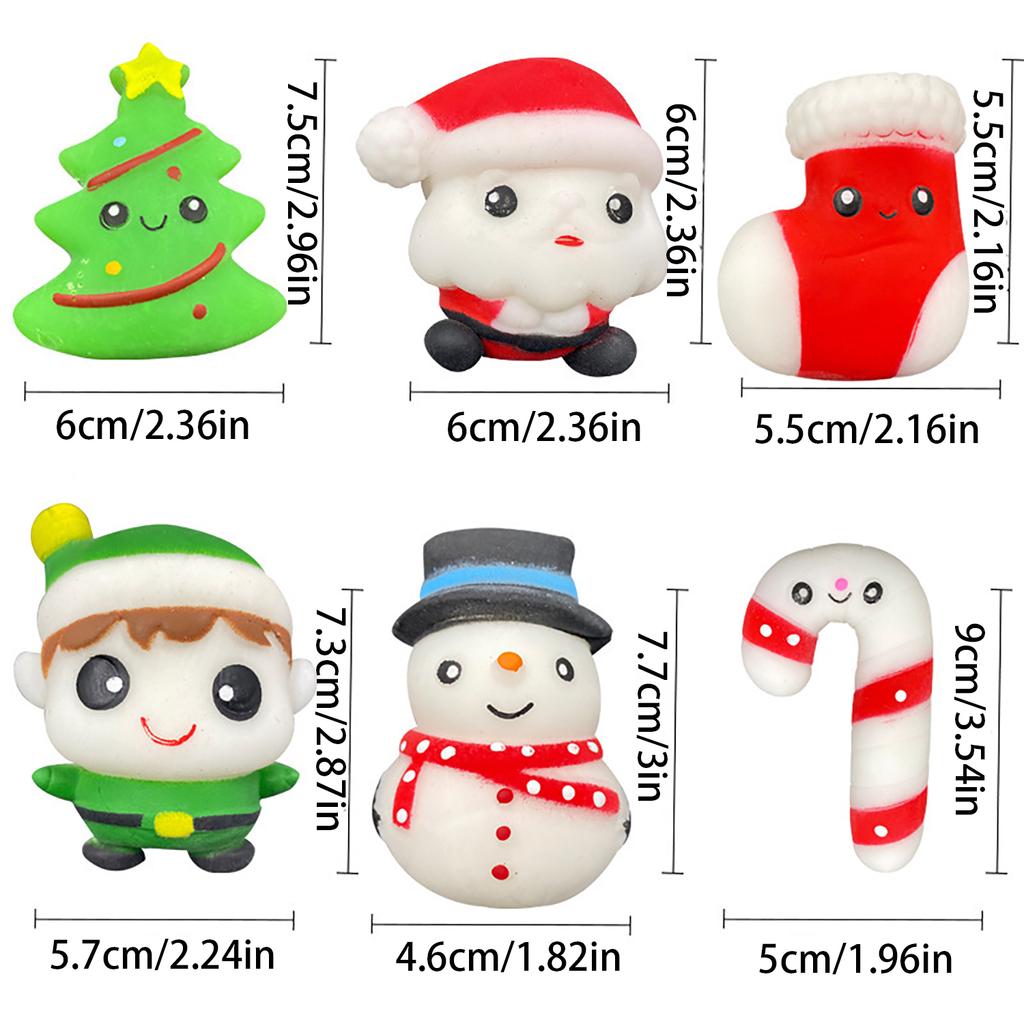 Christmas Group Squeezing And Kneading Tpr Soft Rubber Santa Claus Snowman Decompression Toy Set