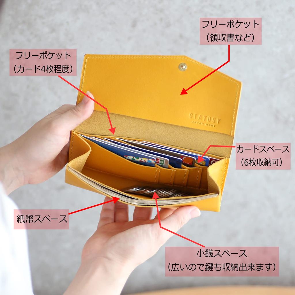 il modo Japanese genuine leather long wallet for women and men [statusy] (Yellow, right-handed)