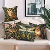 Vintage Waldtiere Kissenbezüge, Eule Frosch Libelle Eichhörnchen Blumendruck Kissenhüllen, William Morris Stil Dekor