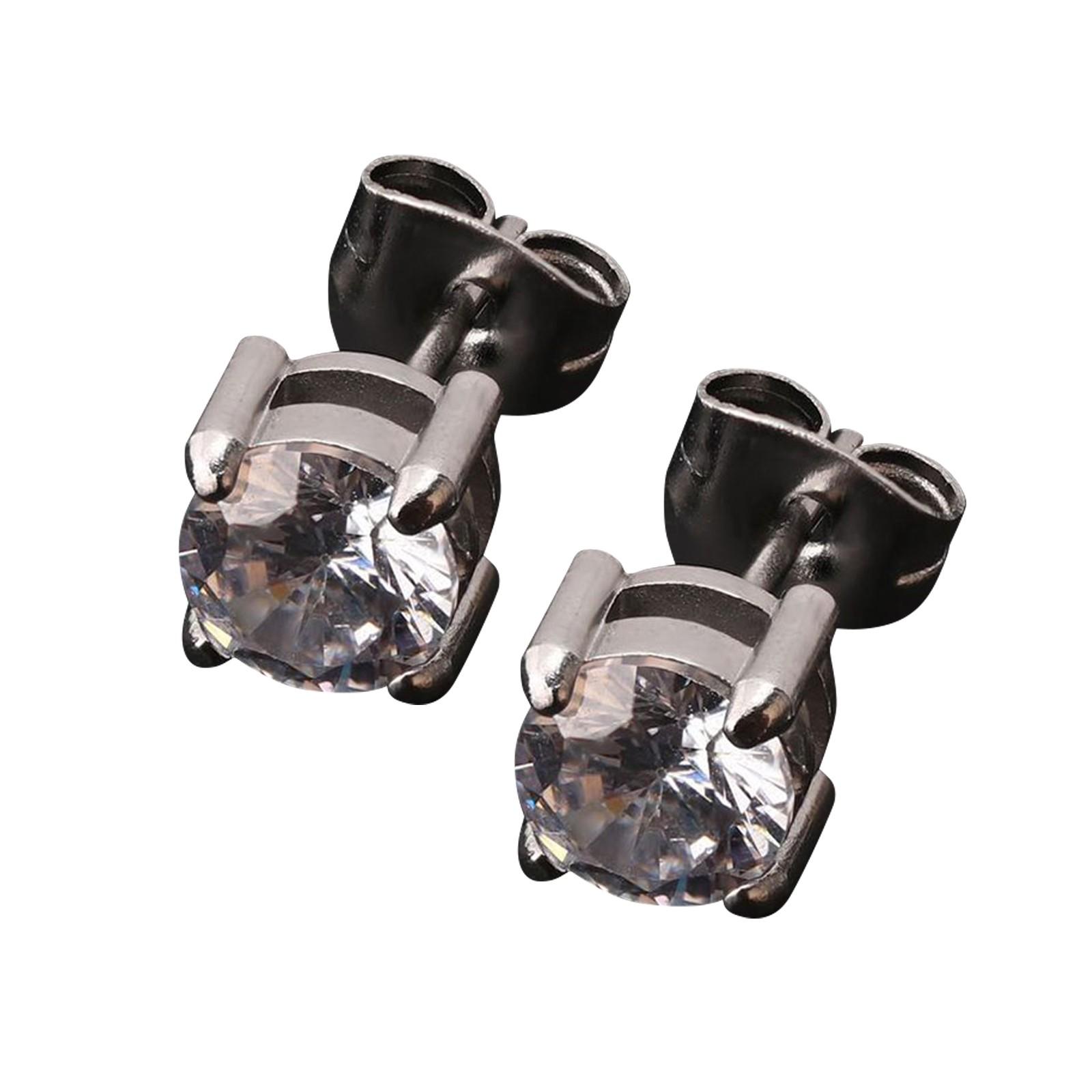 

Stainless Steel Four-prong Zircon Earrings, Elegant And Butterfly Buckle Pin Ear Nail Earrings One Size срібний