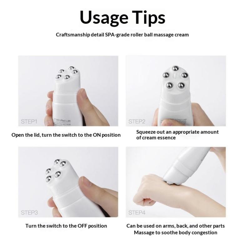 50/80G Five Stainless Steel Ball Massage Bottle Neck Cream Body Lotion Packaging Massage Cream Repeatable Plastic Container