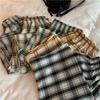 Vintage Plaid Women Pants High Waist Wide Leg Straight Pant Loose Casual Female Trousers Wide Leg Pant Fashion Streetwear