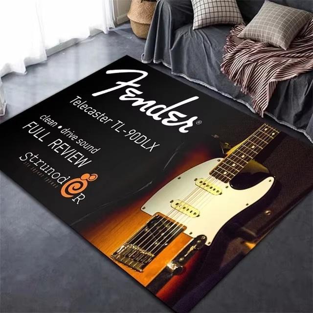 Classical Guitar Bass Carpet Drum Kit Room Non Slip Soft Mat Guitar Electric Printed Area Rug for Living Room Kid Play Room Deco