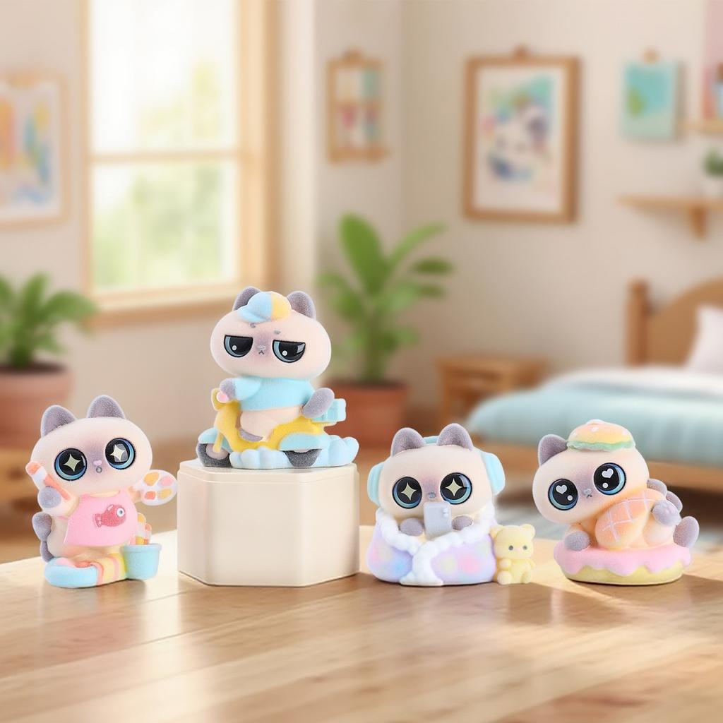 Pink Little Siam Blind Box Cat Figure Toy Desktop Ornament Mystery Guess Bags Animal Figure Toys Birthday Christmas Gift