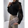 JKASHDK Women's Fashion Casual Spring Autumn Solid Color Print Long Sleeve POLO Neck Blouses & Shirts
