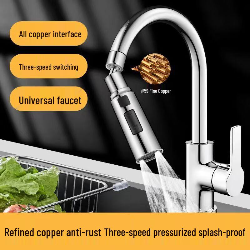 720-Degree Swivel Kitchen Faucet Aerator with 3 Spray Modes