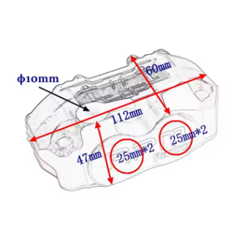 220mm Motorcycle Rear Brake Caliper Disc rotor Kit 4 Piston CNC Brake Caliper for Scooter Rear Flat Fork Brake System Upgrade