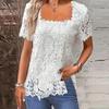 2026 Nuove Camicie in Pizzo Primavera Estate da Donna Manica Corta T-shirt Larga Donna Casual Monocolore Bianco Elegante Maglia a Pullover