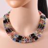 Fashion Colorful Artificial Crystal Collar Necklace Jewelry Geometric Beads Handmade Multilayer Collar Necklaces Jewelry Gift