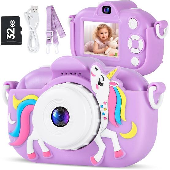 Kids Camera Digital Camera for Age 3-8, 1080P Toddler Camera for Kid with 32GB SD Card, Toddler Girls Toys Age 6-8, Christmas Birthday Gifts for