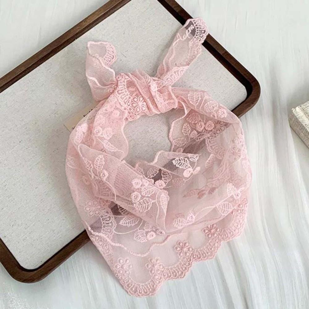 Lightweight Lace Triangle Scarf Sunscreen Ramie Head Scarf Bag Accessories