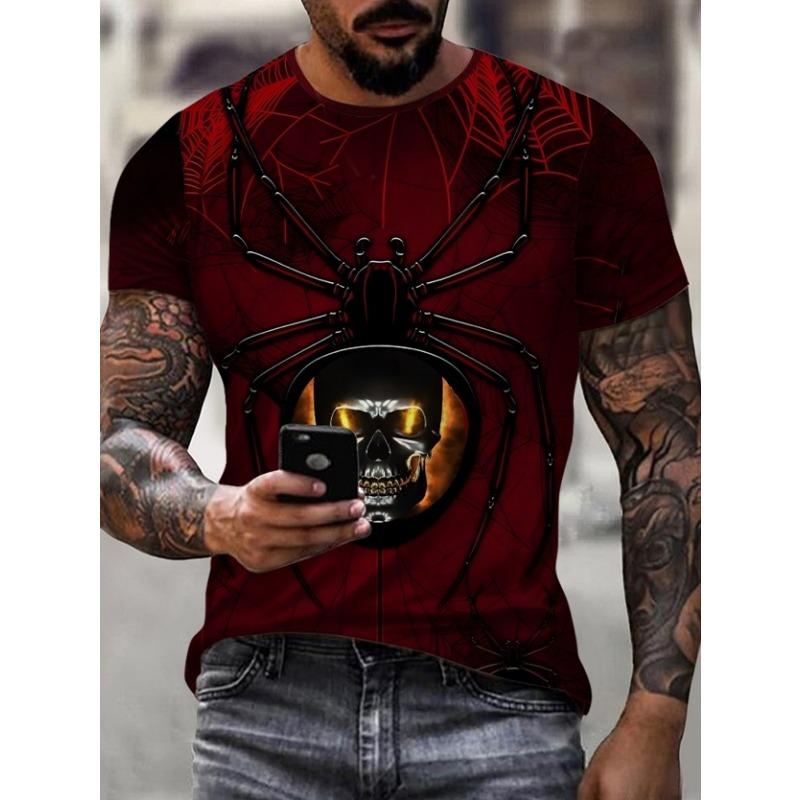 Hot selling trendy creative personality anime animal series 3D printed short sleeved men's casual round neck T-shirt for men