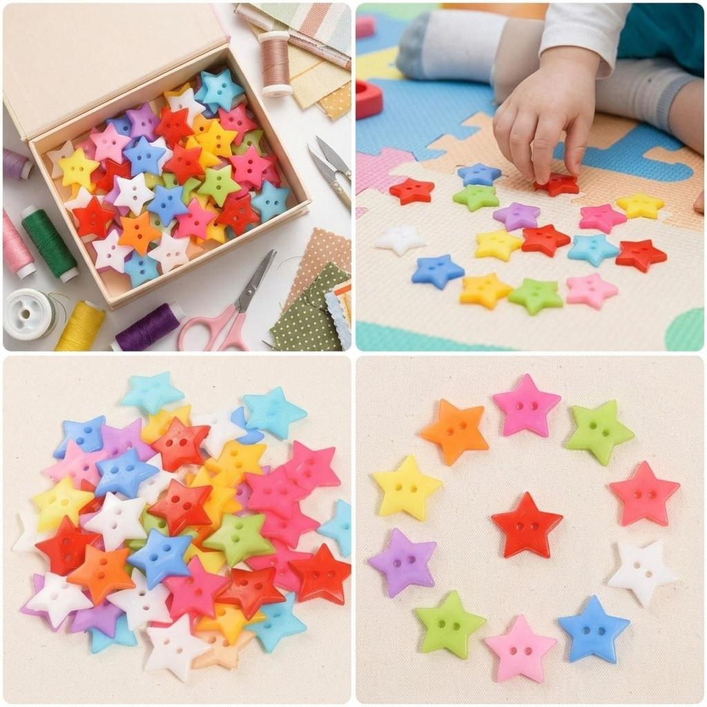 200x 2 Holes Creative Colourful Buttons Sewing Fasteners Buttons Cute Craft Buttons for DIY Crafts Doll Clothes Sewing Painting