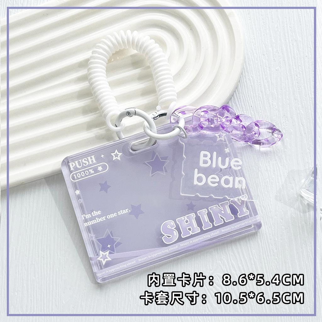 Student Clear Card Case Bus Cards Sleeve Sliding Horizontal Id Card Holder Transparent Employee Work Card Holder with Lanyard