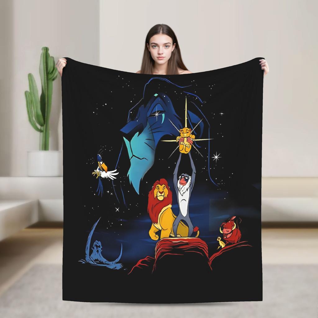 Simba Le Roi Lion Housse de Couverture Anime Couvertures Jetées en Flanelle Literie Canapé Portable Doux Chaud Couvre-lits