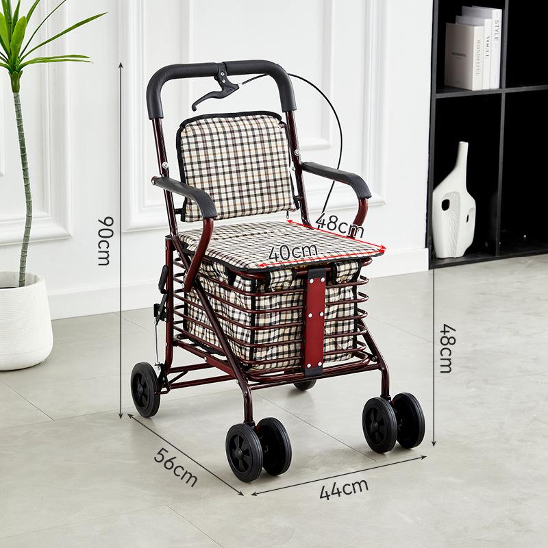 Foldable Mobility Scooter: Pushable & Rideable Elderly Walker with Four Wheels, Portable Shopping Assistant