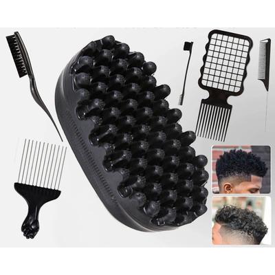 6-Piece Washable Rubber Brush Set for Dreadlocks & Afro Hair - Curl Detangling & Styling Tools for Men and Women, Professional Hair Care Kit
