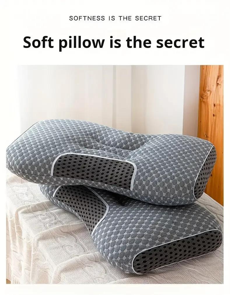 Breathable Knitted Pillow with Cervical Support - Suitable for All Seasons, Soft Sleep Massage, Home Bedroom Bedding