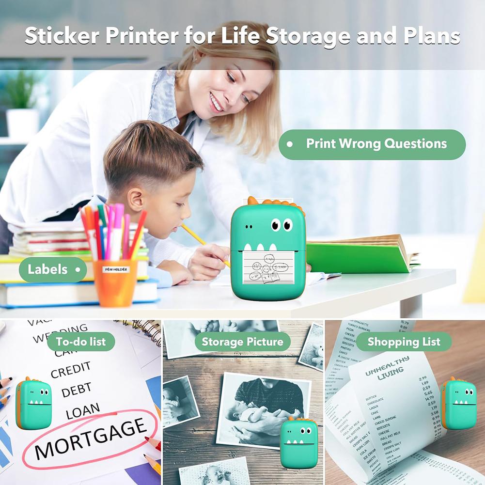 Photo Printer Inkless Bluetooth-Compatible Printing Machine 200DPI Thermal Printer Compatible with IOS&Android for DIY Creation