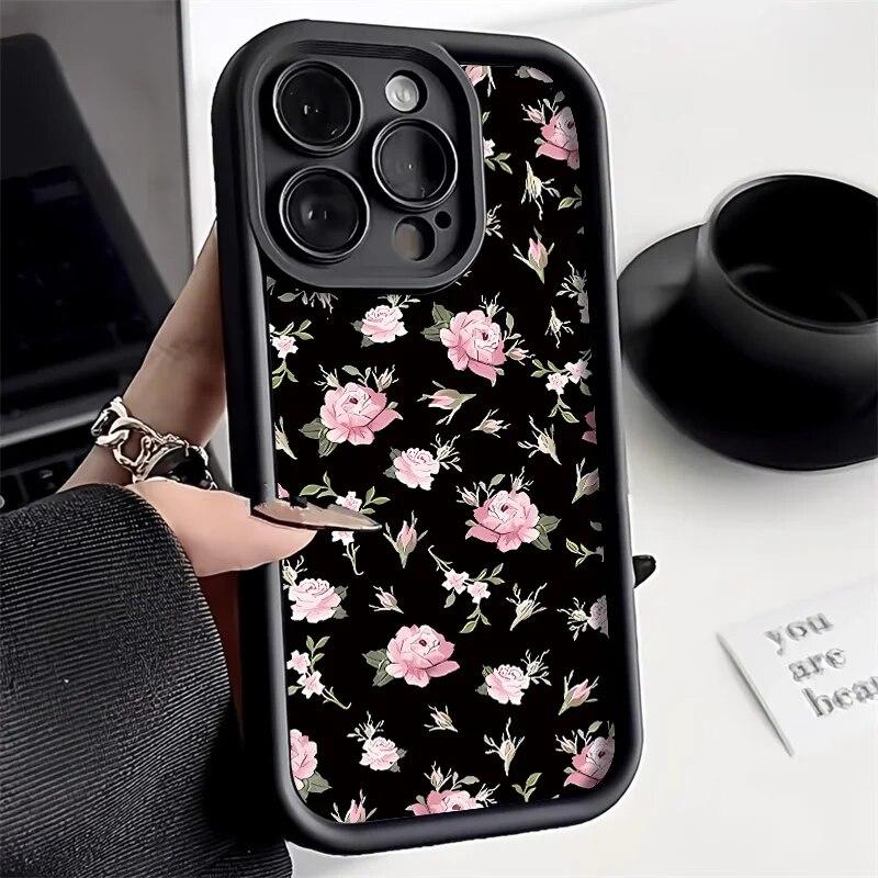 Ins Flower Phone Case For iPhone 11 Case iPhone 13 14 15 Pro 12 Pro Max 7 8 14 15 Plus XR XSMAX X XS SE Shockproof Cover Funda
