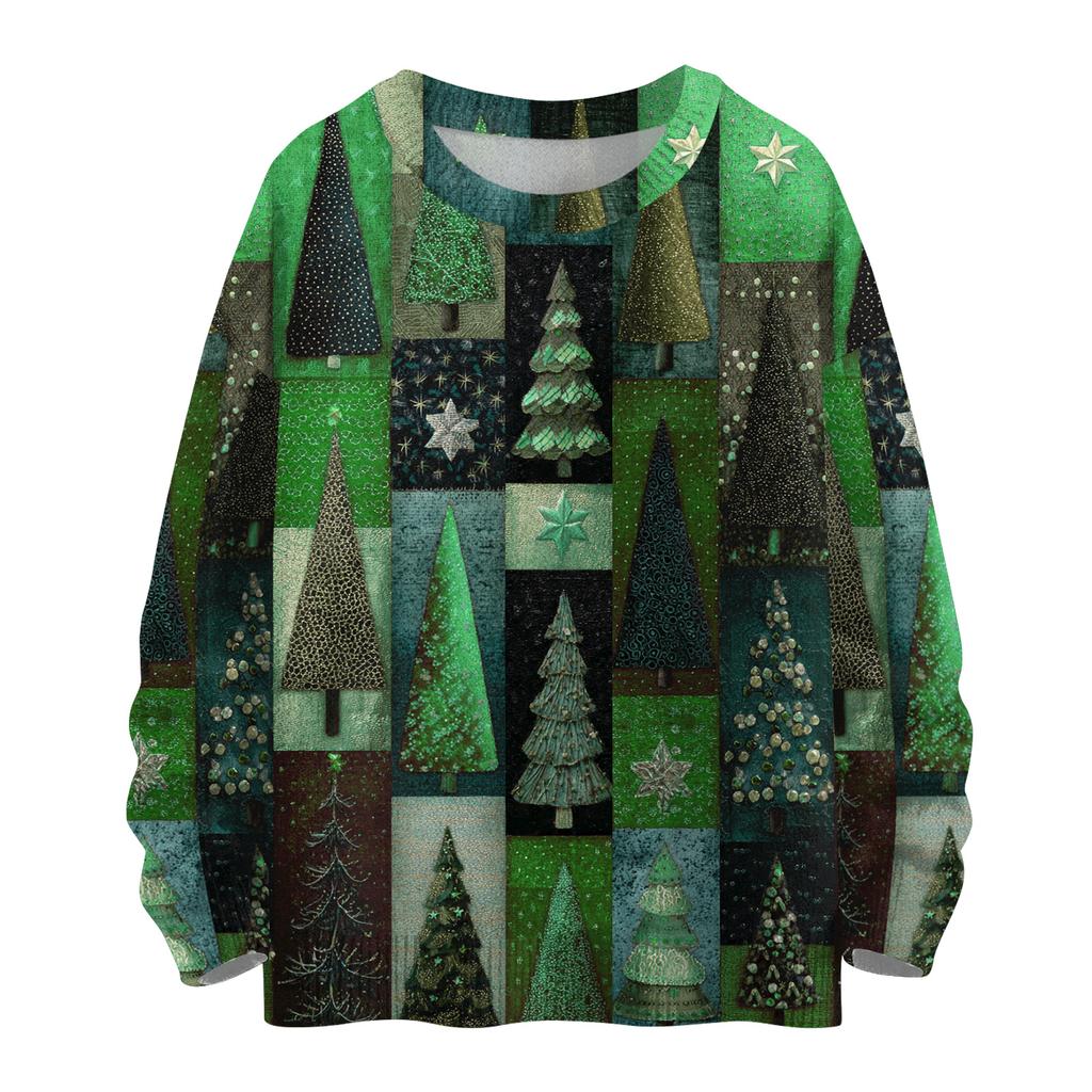 Women's Casual Long Sleeve Woolen Christmas Sweatshirt Fall  Vacation Long Sleeve Pullover