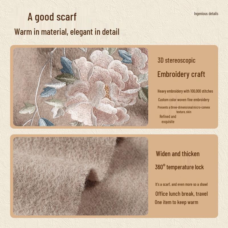 Shanghai Story 100% Wool Embroidered Scarf