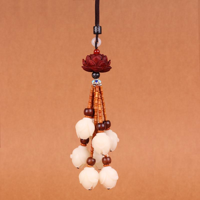 

Ping An Bodhi Magnolia Ebony Lotus Автомобильный кулон Зеркало заднего вида Украшение ручной работы Универсальный роскошный подарок для салона автомобиля