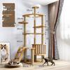 Solid Wood Large Cat Tree with Space Capsule and Jumping Platform