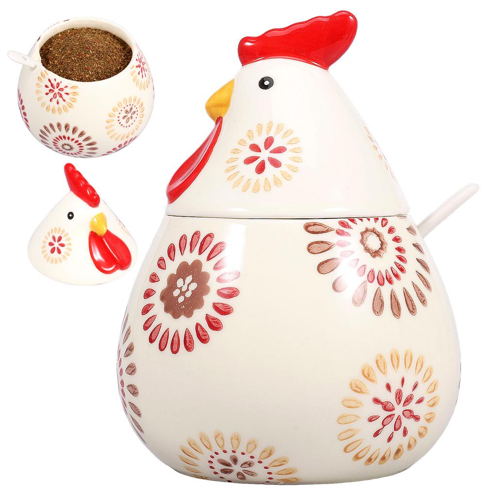 Salt Seasoning Jars Pepper Jar Ceramic Condiment Box Storage Pot Rooster Shape Spice Container Sugar Coffee Function Multi Bowls