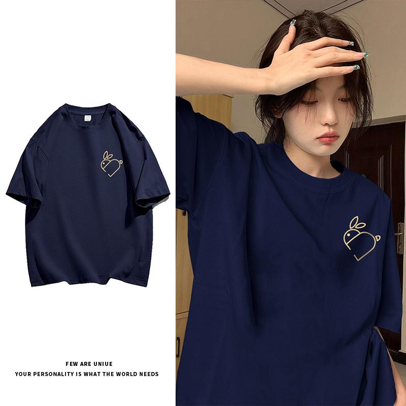 

Чистый хлопок 2023 весна/лето новая простая женская футболка с кроликом