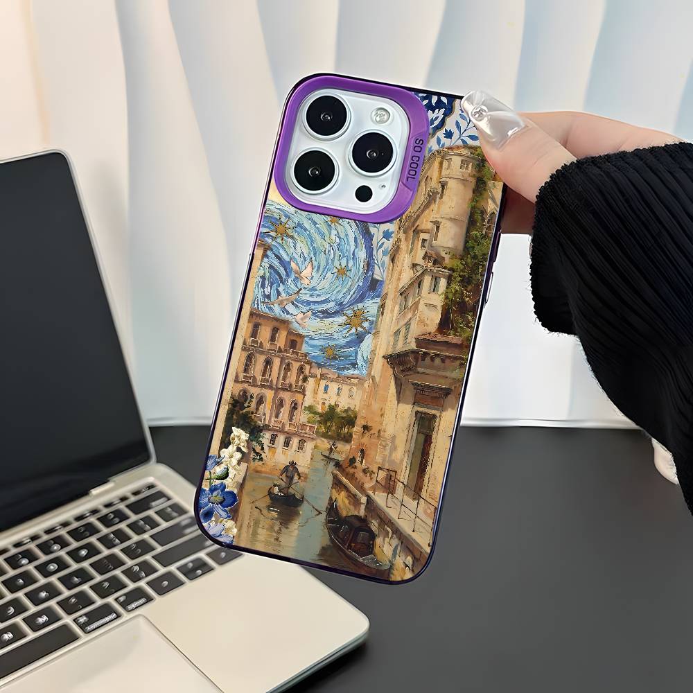 

Autumn Retro Oil Painting For iPhone 17,16,15,14,13,12,11,Mini,Pro,E,SE4,XS,MAX Purple Shockproof Candy Matte Cover iPhone17