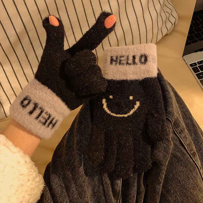 Koreanische Winter-Fingerlose Wollhandschuhe für Damen - Warm, Winddicht, Touchscreen-freundlich