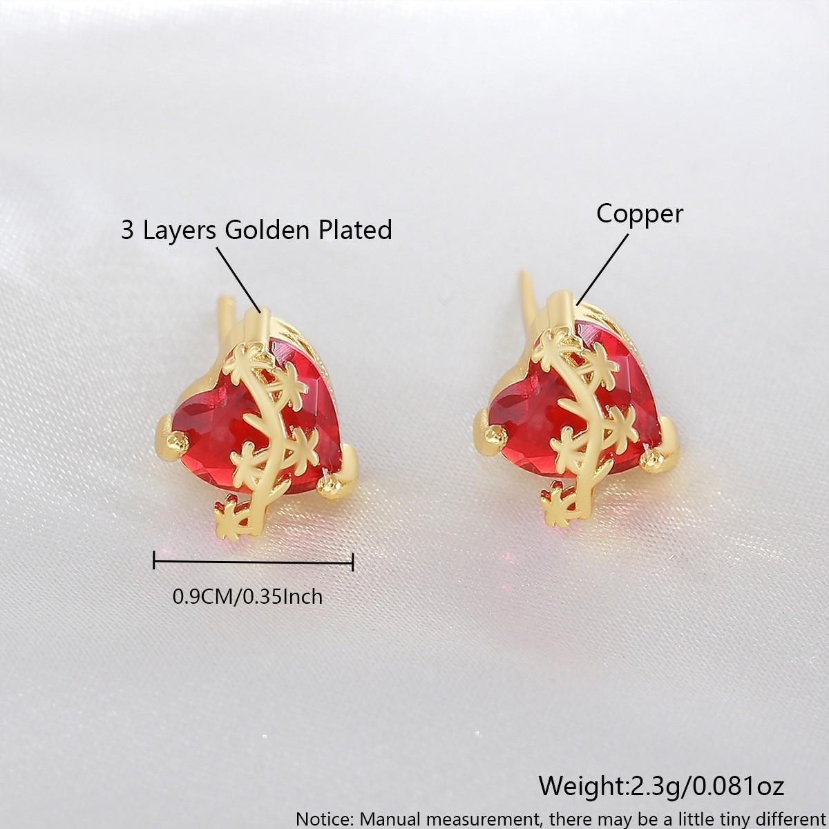 Heart-shaped, Sacred Heart, Thorn-shaped Stud Earrings - High-end, Niche-style Earrings 1cm Gold Plated ET05-10