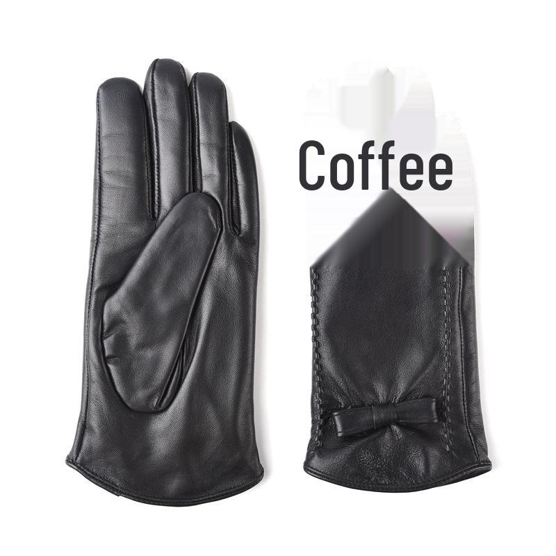 Women's Sheepskin Touch Screen Leather Gloves with Velvet – Perfect Gift