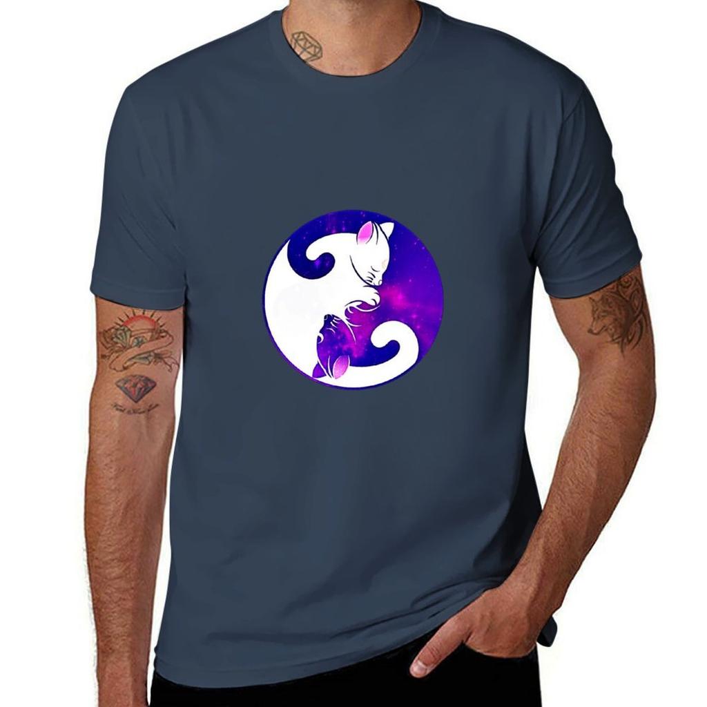 Yin Yang Galaxy Cats Tshirt Uv Protection Outdoor Tee Shirt