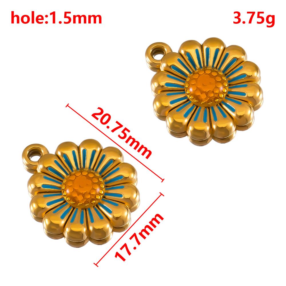 2pcs Stainless Steel Enamel Flower Charm Plant Sunflower Rose Daisy Necklace Bracelet Pendant Component DIY Craft Jewelry Making