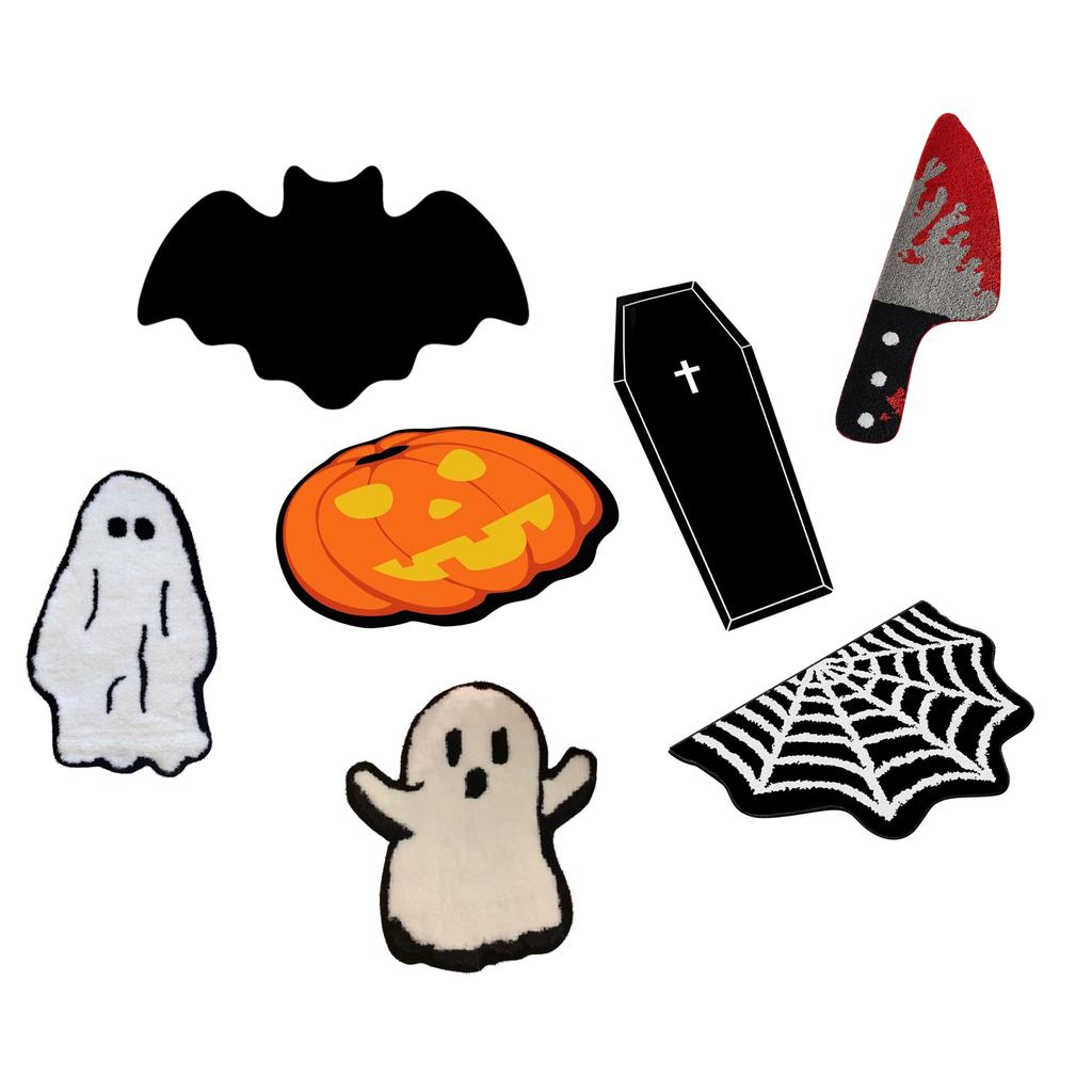 Halloween Bats Pumpkin Bath Mat Rugs Decor Bats Bathroom Rug Decoration Room Decorations Spooky Witch Home Cute Mats For Kitchen Bedroom Family Decor