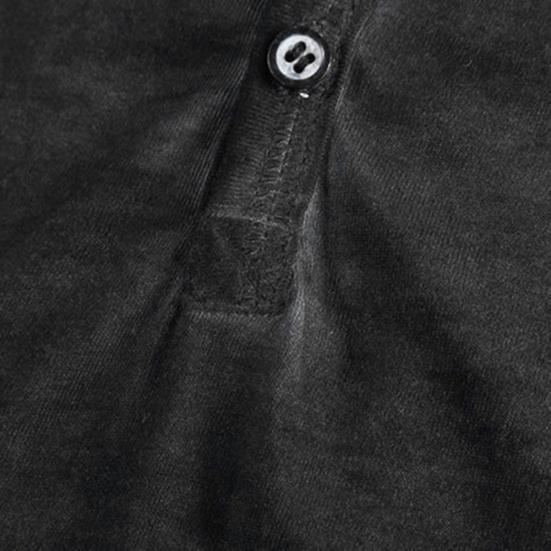 Langarm Herren T-Shirt Einfarbig Lässig V-Ausschnitt Dünne Knöpfe T-Shirt Herrenbekleidung