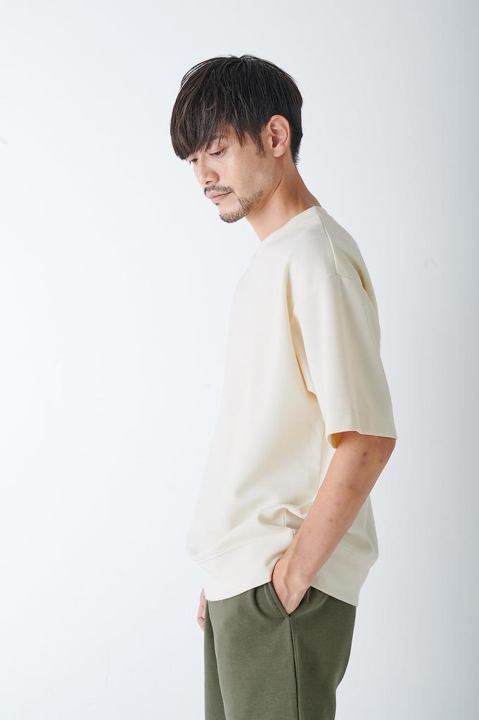 [Amazon Essentials] Double Face Sweat T-shirt Wide Fit Men's (Former Brand Name WHOLEPERSON) Off-White L