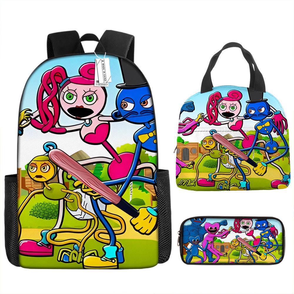 Rainbow Friends School Bag Rainbow Friends Backpack Three-piece Set for Elementary School Students Large Capacity Cartoon Computer Bag