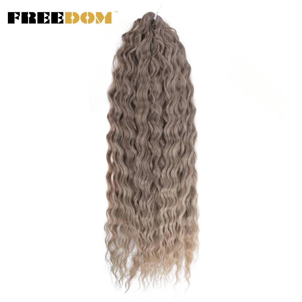 FREEDOM Synthetic Curly Hair 24 Inch Water Wave Twist Crochet Braid Hair Ombre Pink Ginger Deep Wave Braiding Hair Extension