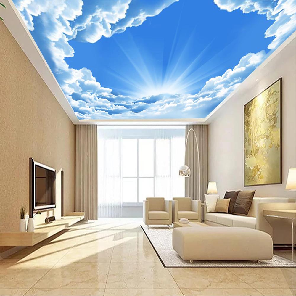 Tapeta na strop Sky 3d Mraky Sluneční svit Nástěnná malba pro chlapce dívky dětský pokoj obývací pokoj nástěnné malby na stropy