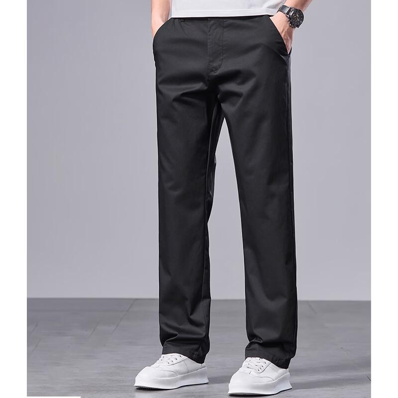 Men's Half Elastic Waist Business Casual Straight-Leg Pants