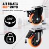 Caster Wheels, 4-inch Swivel Plate Casters, Set of 4, with Security A/B Locking No Noise PVC Wheels, Heavy Duty 350 lbs Load Capacity Per Caster,