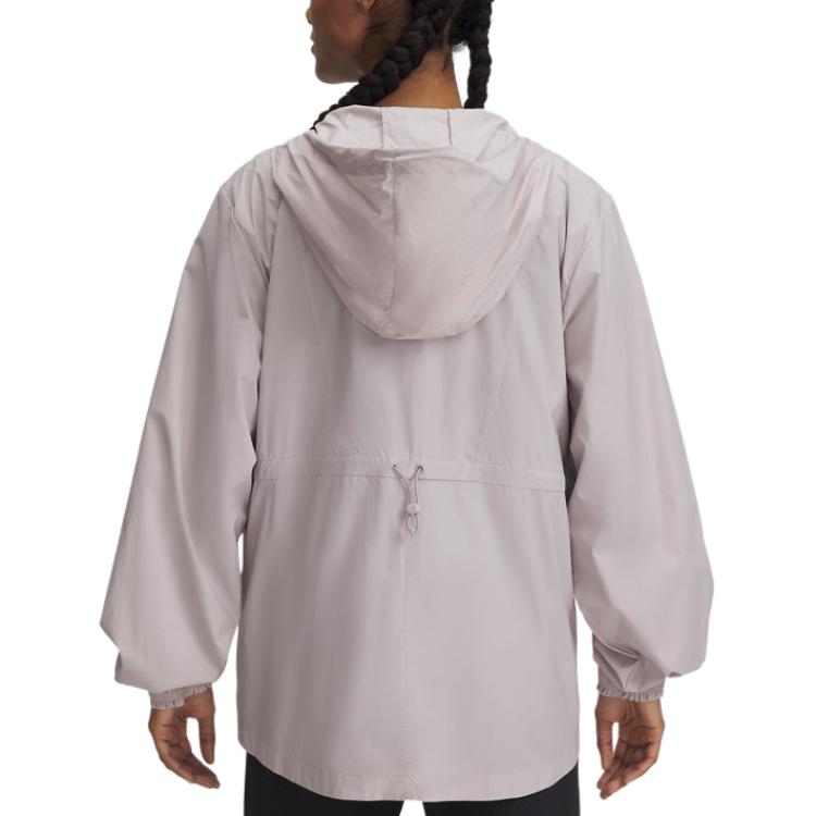 Under Armour Série de Treinamento Feminino UA Cinch Dry Leve com Capuz Durável Moda Jaqueta Feminina Alba-Cinza Rosa 1389502-009