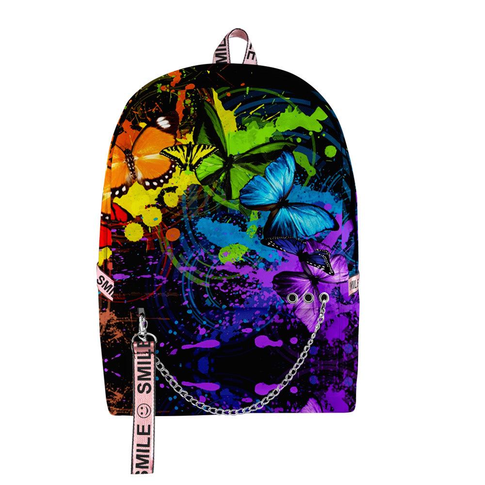 Cartoon Youthful School Bags Unisex Funny Butterfly Travel Bags 3D Print Oxford Waterproof Notebook Shoulder Backpacks