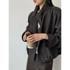 Womens Korean Style Stand Collar Loose Trench Coat Lightweight Casual Outerwear In Beige Gray Taupe