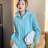 Zipper High Neck Sweater Pullover 2022 New Women Autumn and Winter Loose Outwear Long Sleeve Knitted Sweater Pullover Female Top